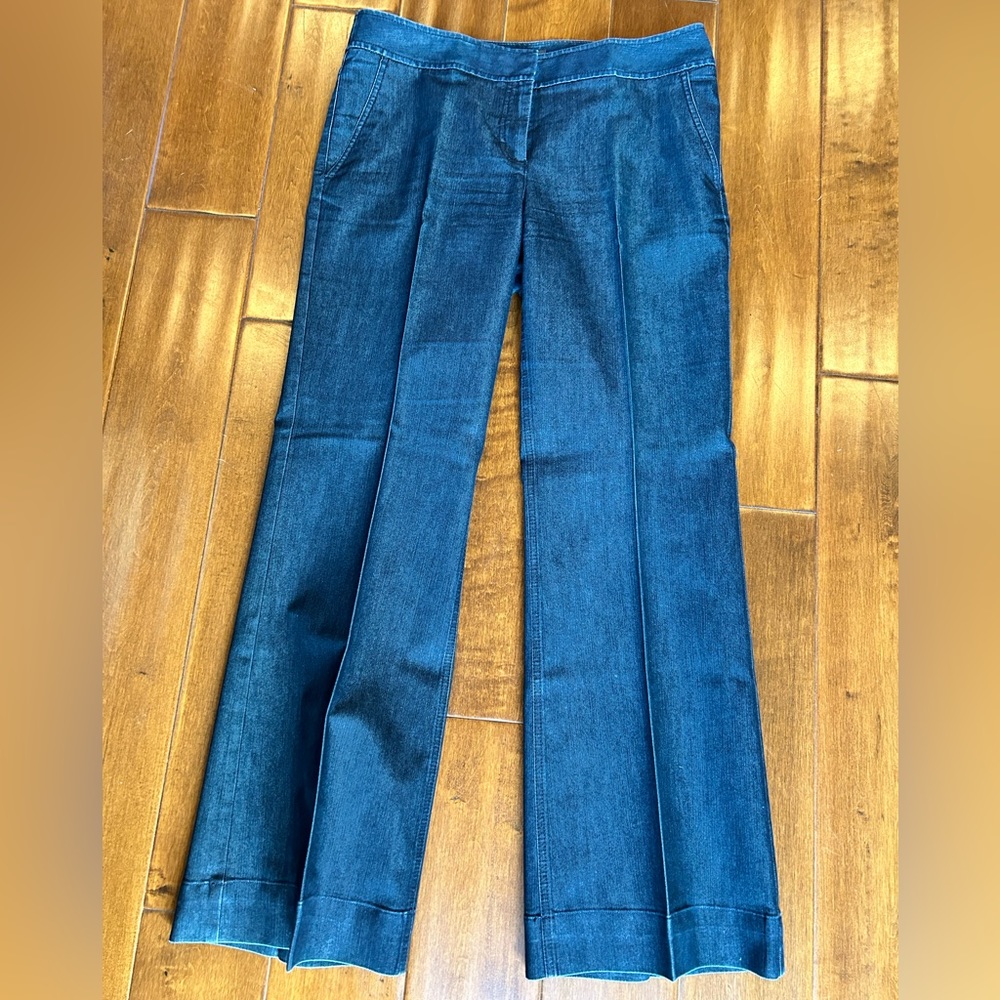 Kenneth Cole High Waisted Wide Leg Trouser Jean Dark Wash Size 10P